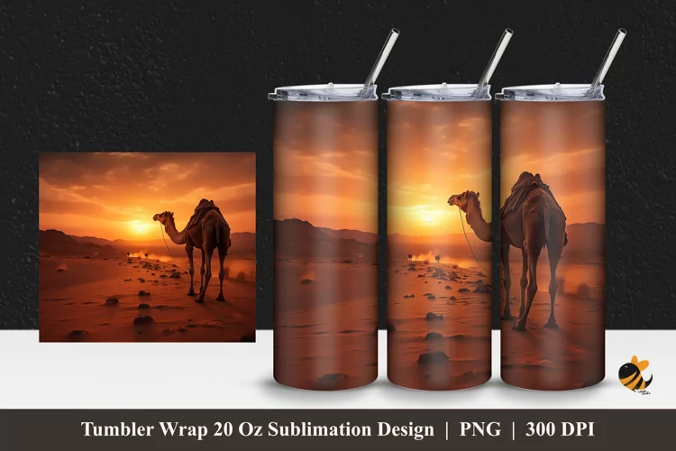 The Camel Tumbler Wrap Sublimation Design 1