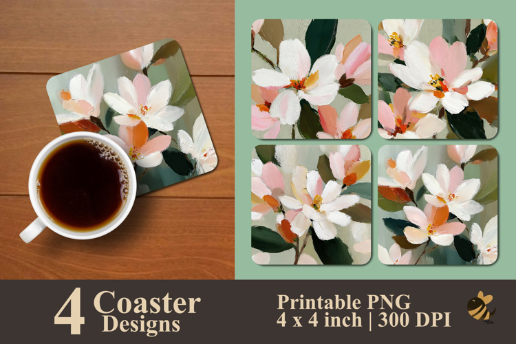 Abstract Magnolia Coaster Sublimation Design