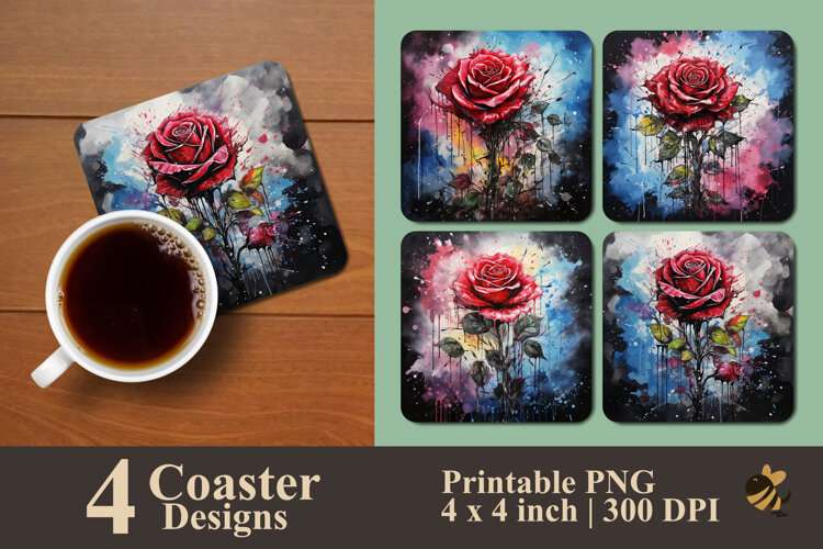 Crimson Storm Coaster Sublimation Design example image 1