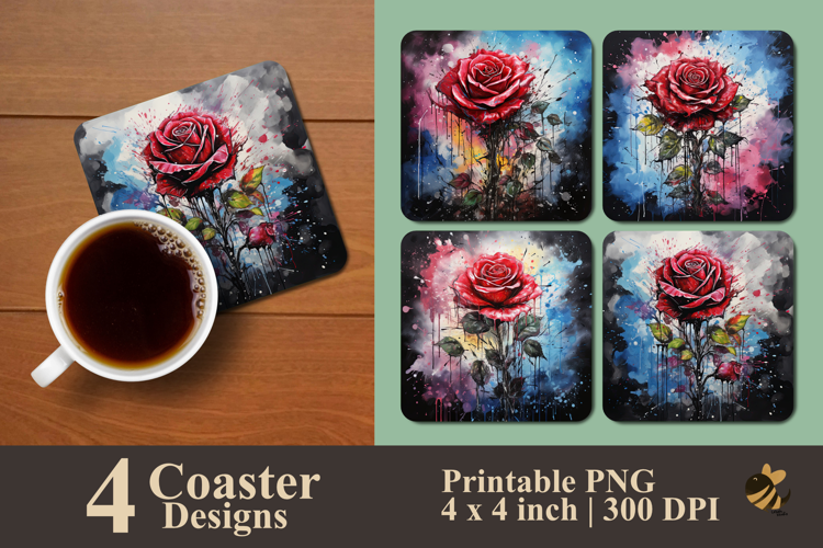 Crimson Storm Coaster Sublimation Design