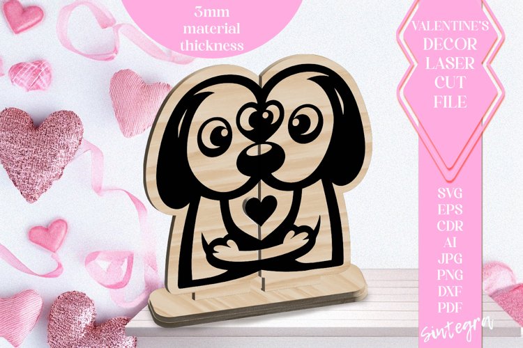 Dogs Love Valentine Ornament Laser Cut SVG v4