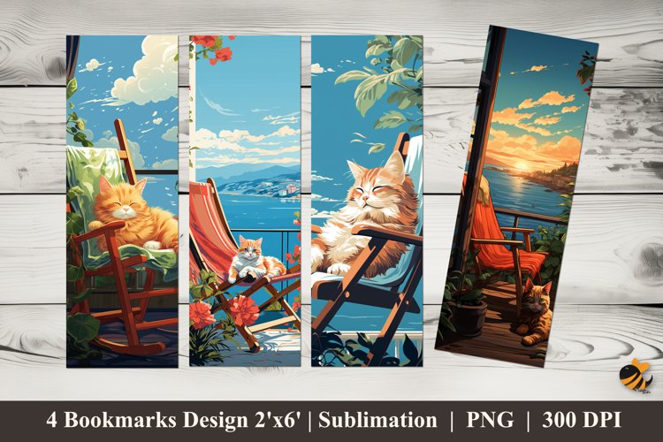 Weekend Cat Bookmarks Sublimation Design example image 1