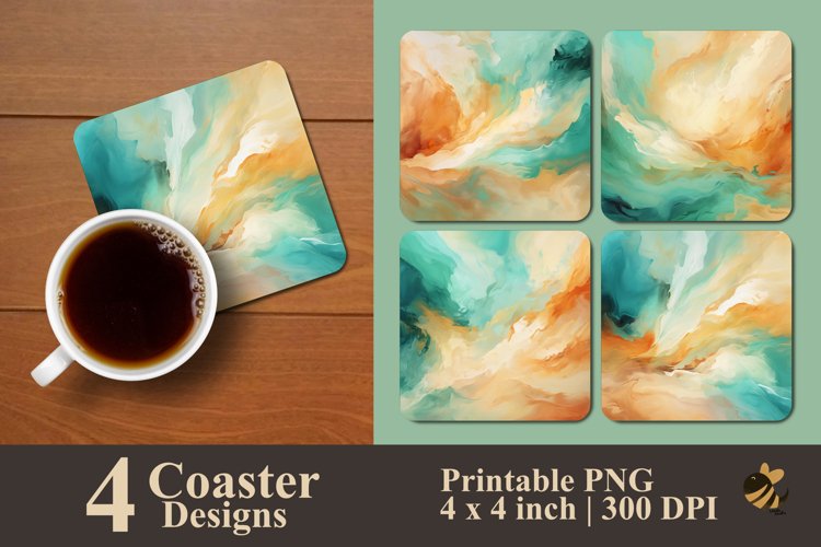 Calming Abstract Coaster Sublimation Designs example image 1