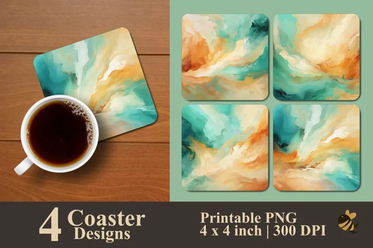 Calming Abstract Coaster Sublimation Designs