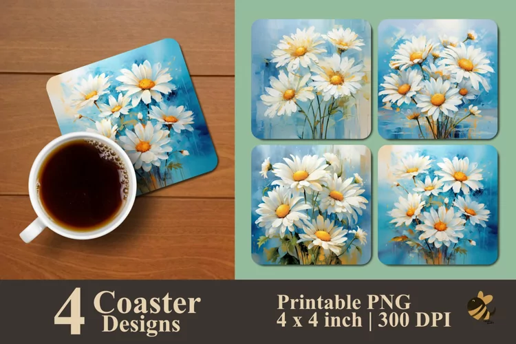 Daisy Sunshine Coaster Sublimation Designs