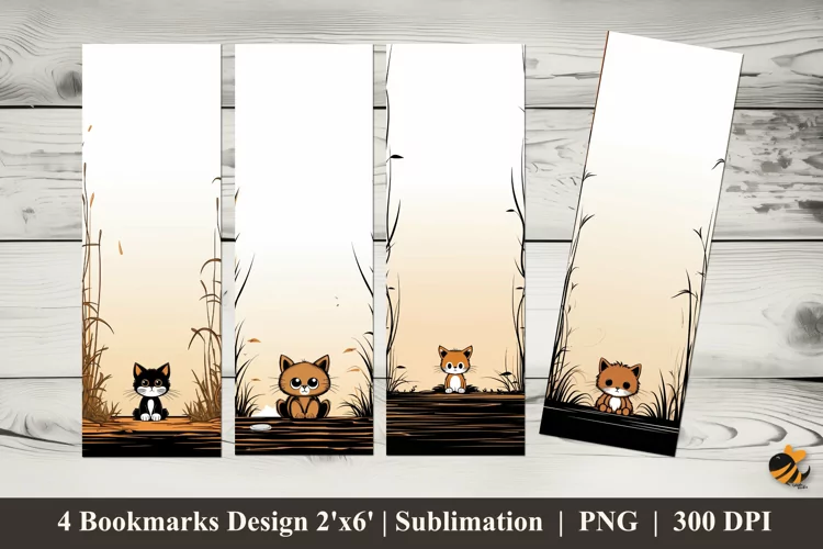 Peeking Cat Bookmarks Sublimation Design