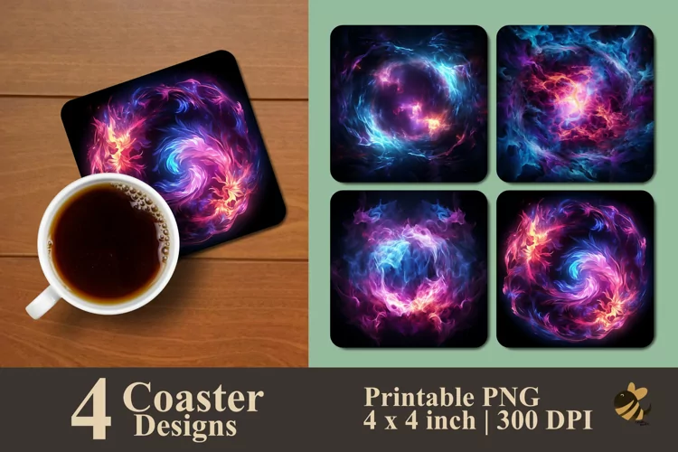 Round Smoke Coaster Sublimation Designs