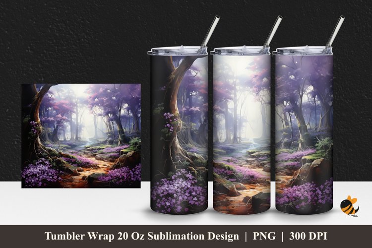 African Purple Tumbler Wrap Sublimation Design 1 example image 1