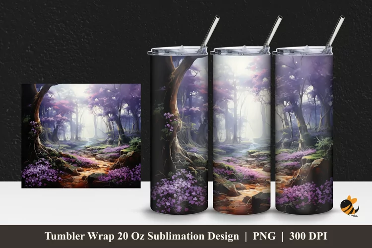 African Purple Tumbler Wrap Sublimation Design 1