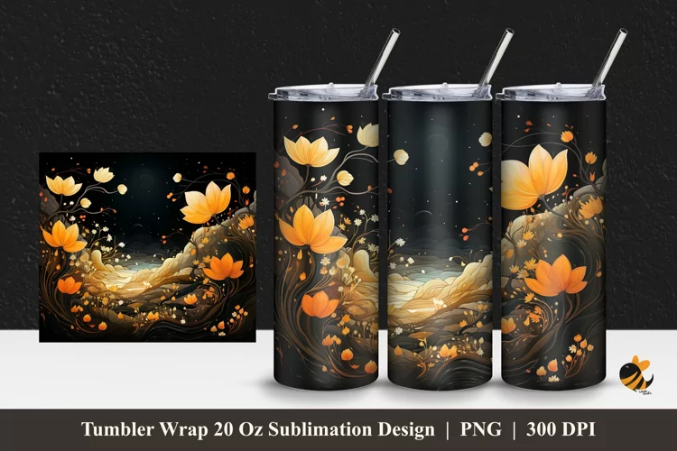 Yellow Shine Tumbler Wrap Sublimation Design 1