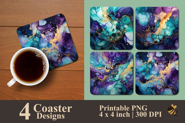 Alcohol Ink Swirls Coaster Sublimation Designs