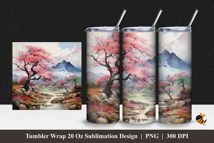 Wonderful Nature Tumbler Wrap Sublimation Design 1 example image 1