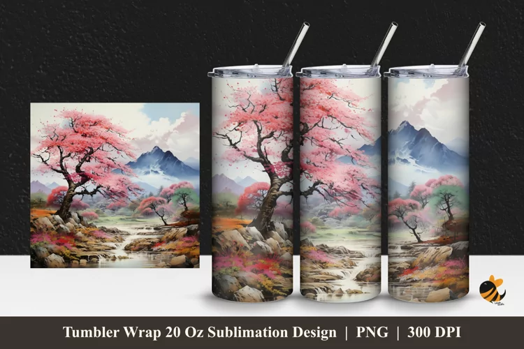 Wonderful Nature Tumbler Wrap Sublimation Design 1