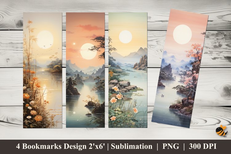 Afternoon Harmony Bookmarks Sublimation Design example image 1