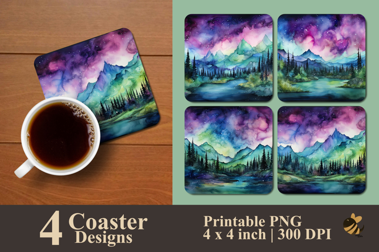 Mountain Panoramic Coaster Sublimation Design