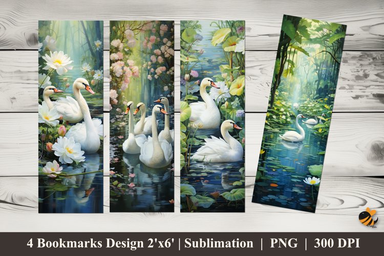 Swan Lake Bookmark Sublimation Design example image 1