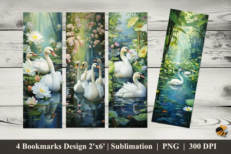 Swan Lake Bookmark Sublimation Design