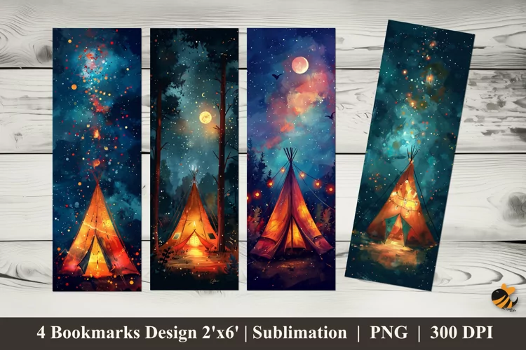 Night Tent Bookmarks Sublimation Design