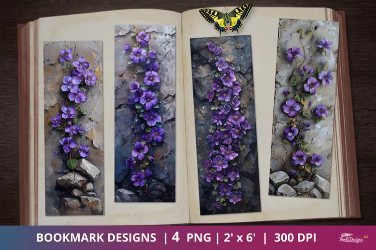 Flower Nature Scrapbook Bookmark Designs