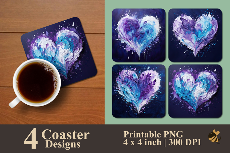 Beauty Heart Coaster Sublimation Design