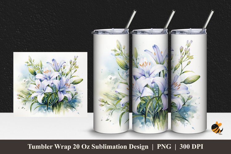 Amaryllis Flower Tumbler Wrap Sublimation Design 1