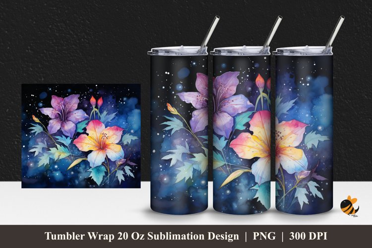 Nightploks Flower Tumbler Wrap Sublimation Design 1