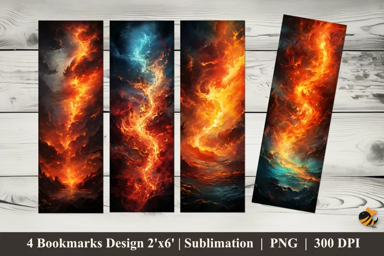 Burning Fire Bookmarks Sublimation Design