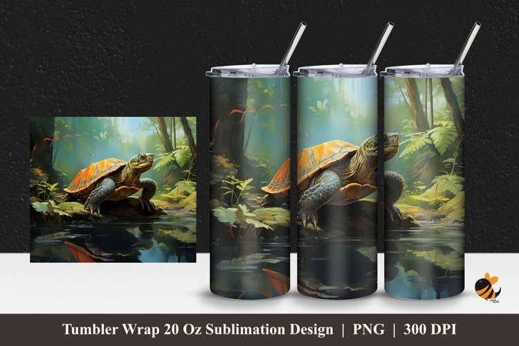Wild Turtle Tumbler Wrap Sublimation Design 1 example image 1