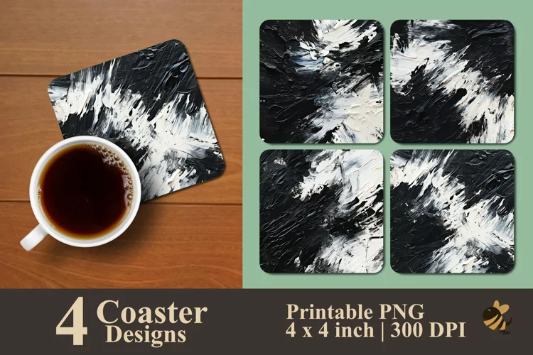 Ink Brush Coaster Sublimation Designs