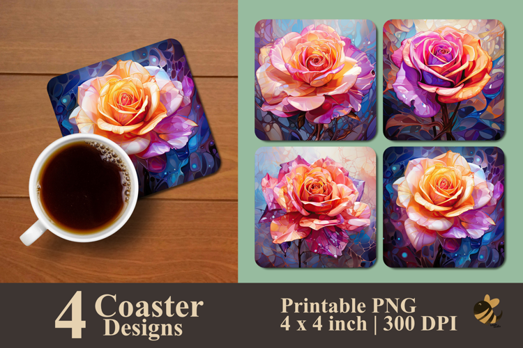 Rose Drift In Prism Flow Coaster Sublimation Design