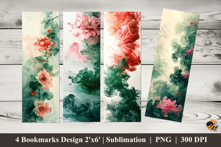 Abstract Flowers Bookmarks Sublimation Design example image 1