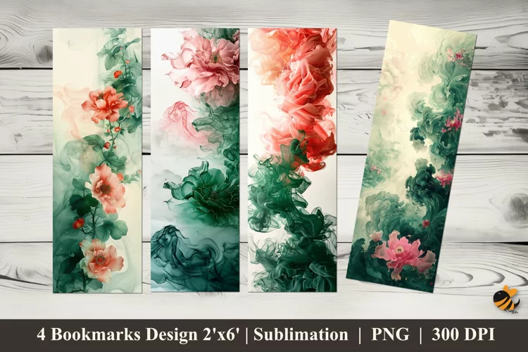 Abstract Flowers Bookmarks Sublimation Design