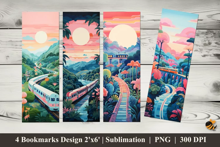 Village Railway Bookmarks Sublimation Design