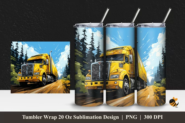 Autotruck Tumbler Wrap Sublimation Design 1