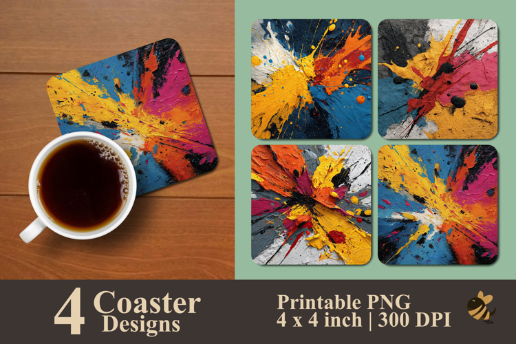 Contemporary Art Splash Coaster Sublimation Design