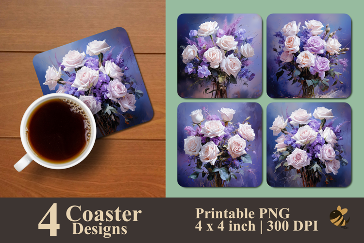 Painting Rose Coaster Sublimation Design