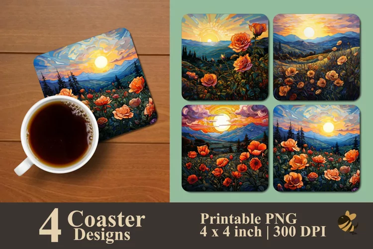 Rose Hill Coaster Sublimation Designs