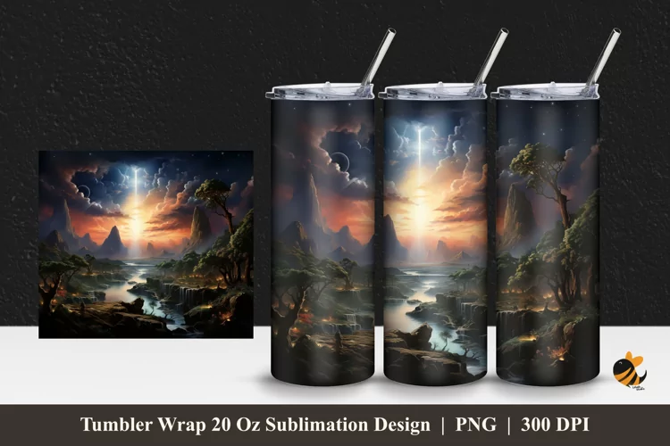 Universe Landscape Tumbler Wrap Sublimation Design 1