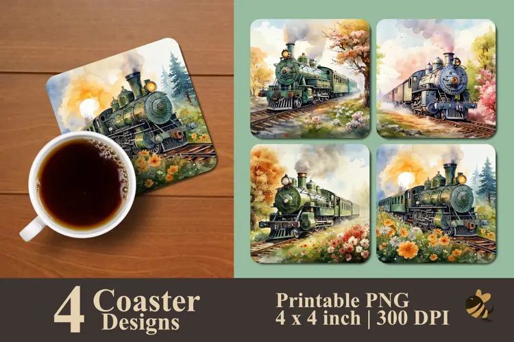 Locomotive Coaster Sublimation Designs
