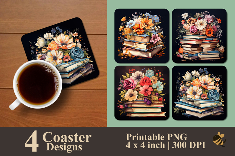 Blooming Knowledge Coaster Sublimation Design