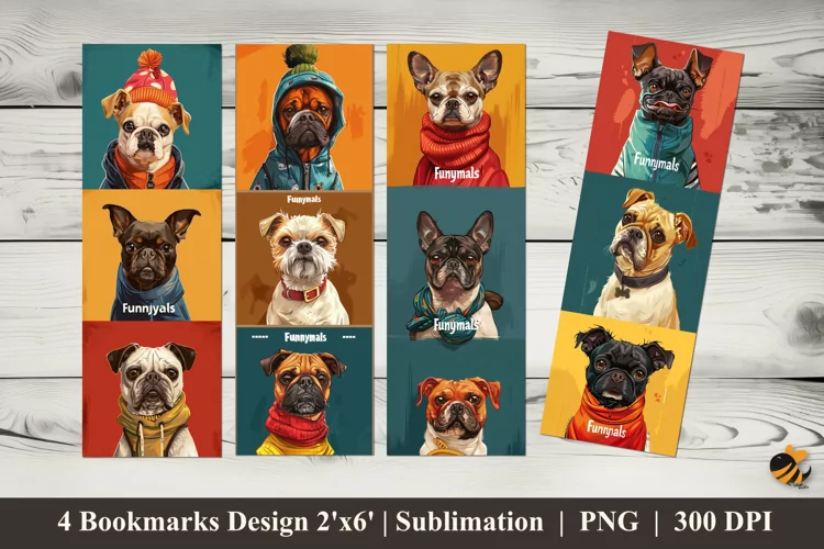 Different Dogs Bookmarks Sublimation Design