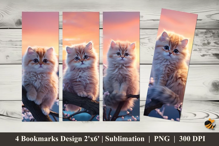 Cute Kitten Bookmarks Sublimation Design