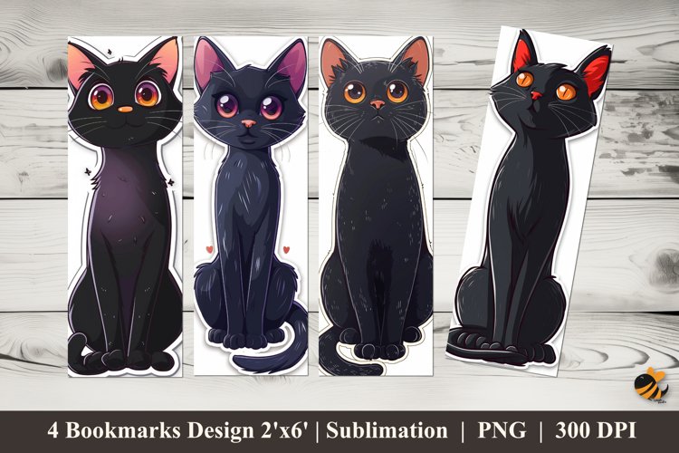 Cute Cat Stickers Bookmarks Sublimation Design example image 1