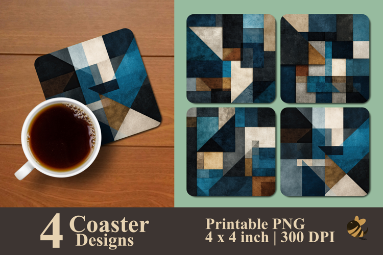 Modern Abstract Block Coaster Sublimation Design