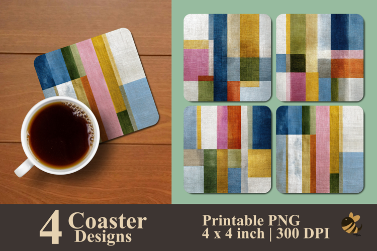 Multicolor Linear Texture Coaster Sublimation Design