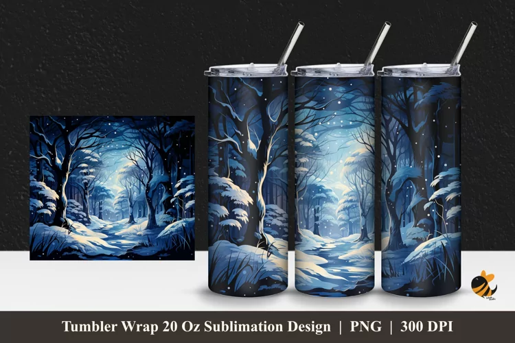 Midnight Winter Tumbler Wrap Sublimation Design 1