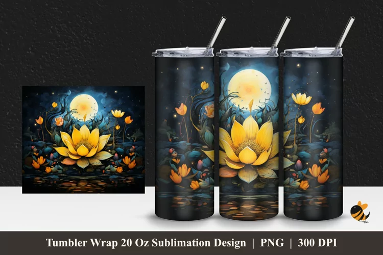 Fantasy Lotus Tumbler Wrap Sublimation Design 1