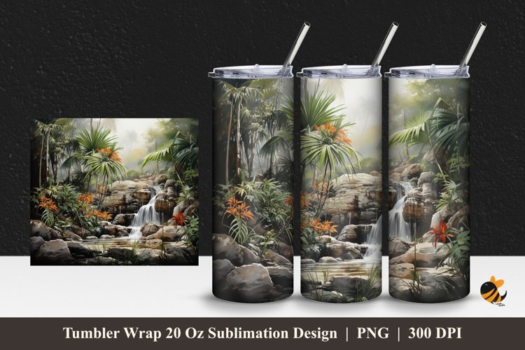 Foxtail Palm Tumbler Wrap Sublimation Design 1 example image 1