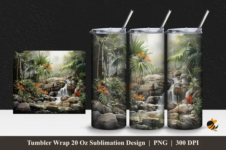 Foxtail Palm Tumbler Wrap Sublimation Design 1