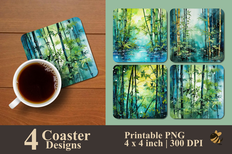 Serenity Of Bamboo Forest Coaster Sublimation Design example image 1